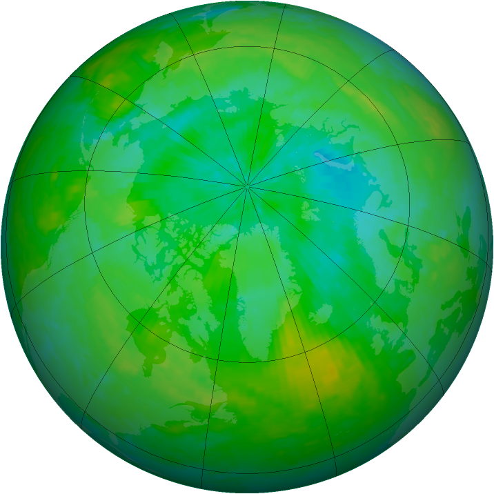 Arctic ozone map for 02 August 2004